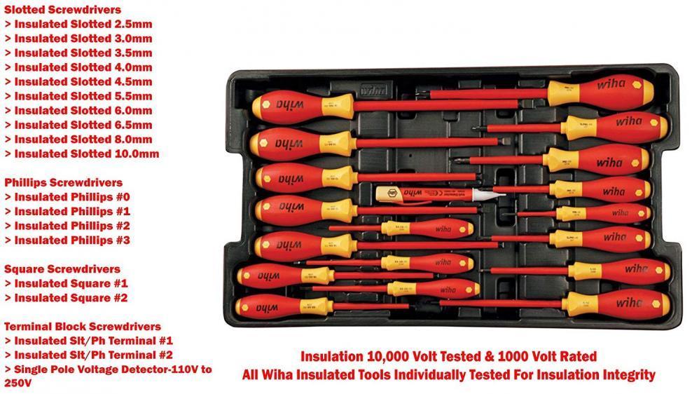 Wiha 32877 Juego de herramientas aisladas para electricista, 80 piezas